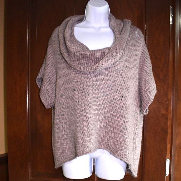 Splendid Wool Blend Knit Sweater Sz Small Slouchy Cowl Neck Short Sleeve - Picture 7 of 10